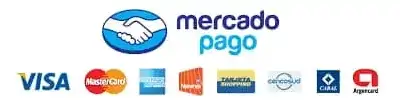 Logos de Mercado Pago, Visa, Mastercard, Efectivo